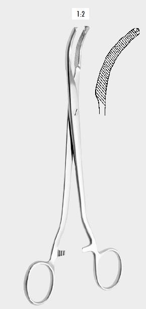 Затискач МІКУЛІЧА (MIKULICZ) очеревинний, 20,0 см (сm), 1х2 зубці, сильно вигнутий. Бренд: Zepf (Зепф).